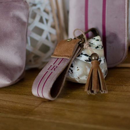 Bolso de playa Taupe Vichy Personalizado con Iniciales